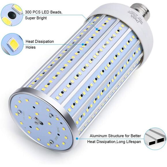 DooVii 2-Pack 500W Equivalent LED Corn Bulb,5500 Lumen 6000K,Cool Daylight LED - Picture 3 of 9